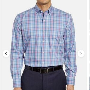 Peter Millar gingham plaid button down shirt 100% cotton Size Large